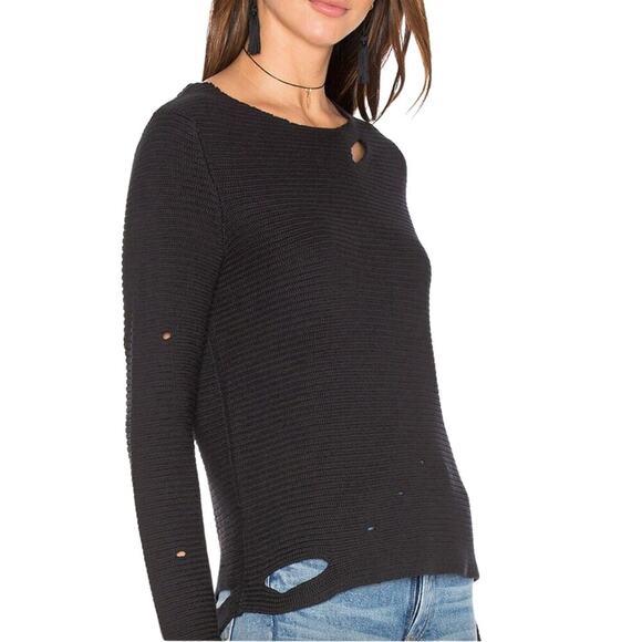 RTA Jules Reinforced Distressed Rib Knit Sweater Womens S Holes Grunge Classy - Picture 3 of 14